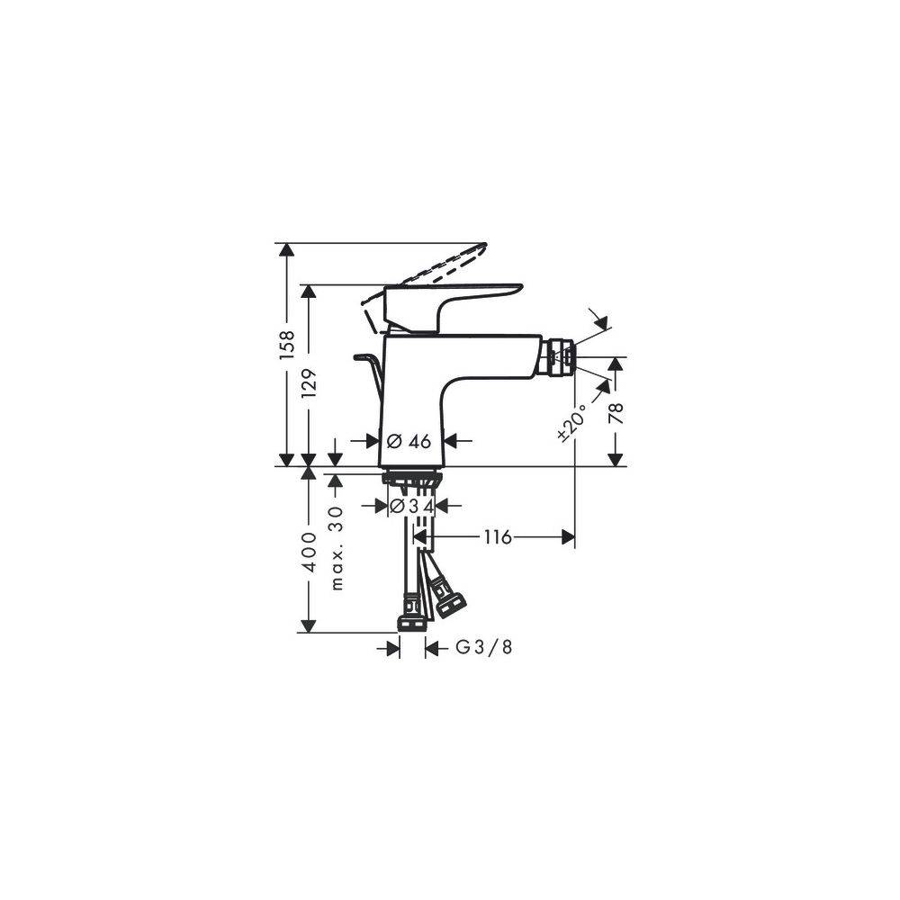 Hansgrohe Talis E Einhebel-Bidetmischer, 5l/min, Zugstangen-Ablaufgarnitur, Mattschwarz-2