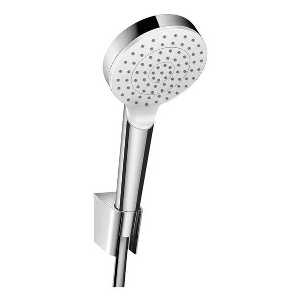 Hansgrohe Crometta Brausehalterset 100mm, 6,7l/min, 1jet EcoSmart, Brauseschlauch 125cm, Weiß/Chrom
