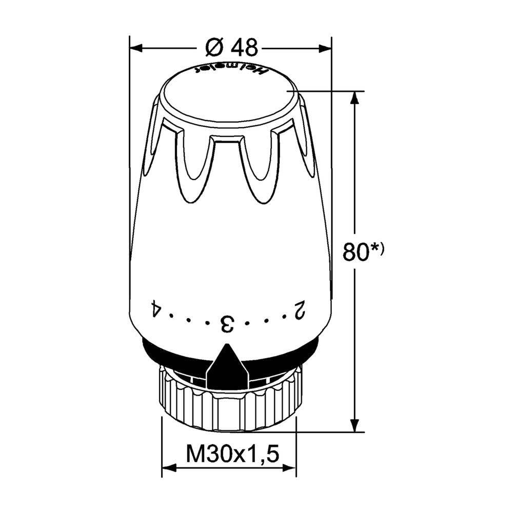 IMI Heimeier Thermostat-Kopf DX, mit eingebautem Fühler, Tiefschwarz-1