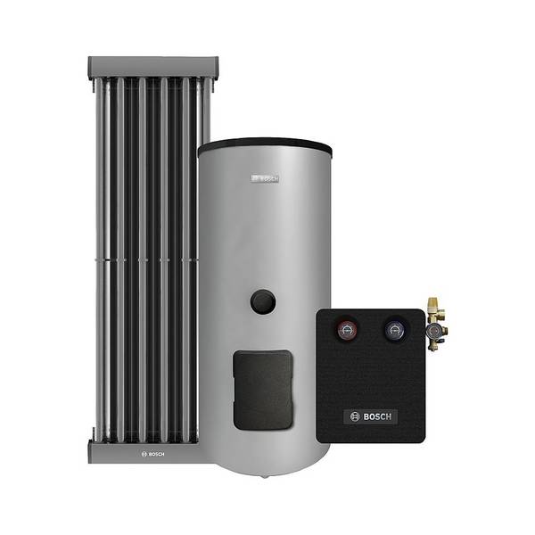 Bosch Solar-Basic-Paket Jupa SO811, 4x Vakuumröhrenkollektor SO8000 TVV, Aufdach, Speicher 285L, AGS 10, MS 100-2
