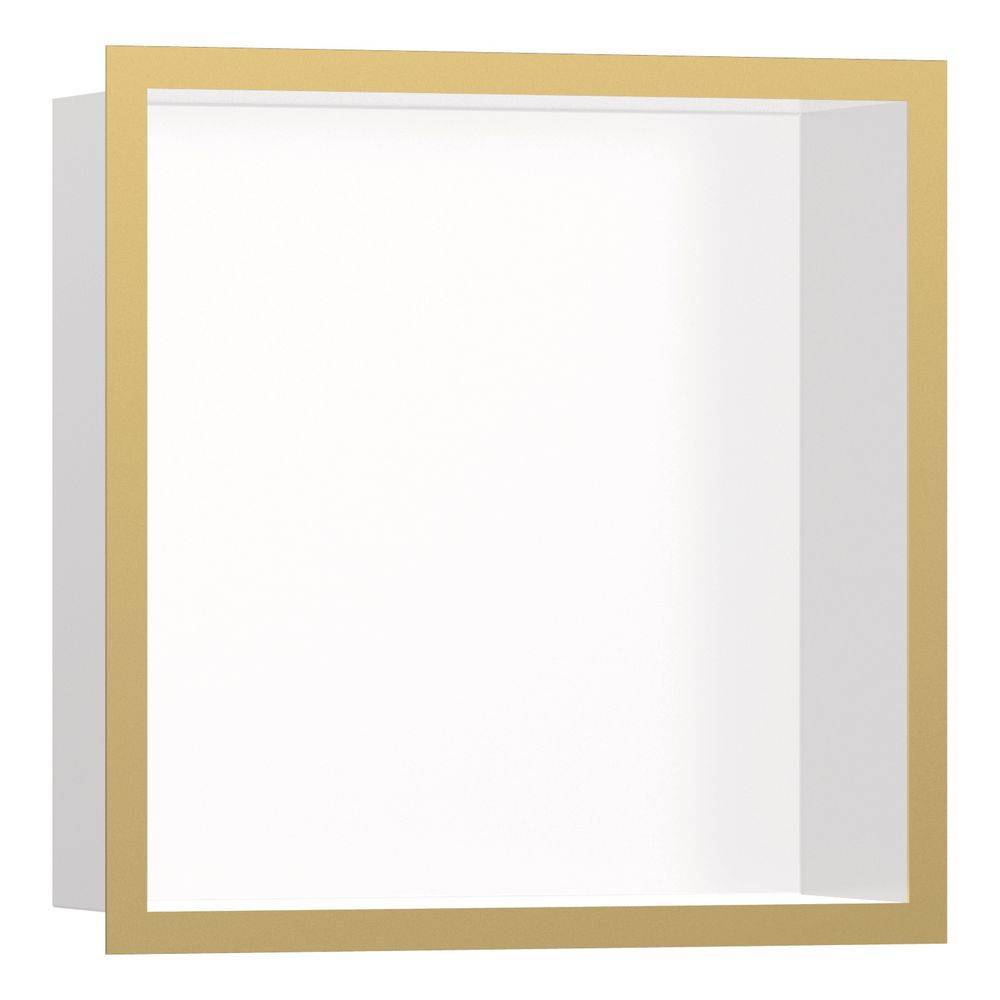 Hansgrohe XtraStoris Individual Wandnische Mattweiß mit Designrahmen 300x300x100mm, Polished Gold Optic-0