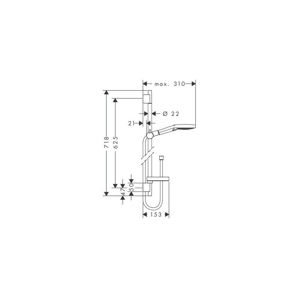 Hansgrohe Raindance Select S Brauseset 120mm, 11l/min, 3jet PowderRain, Brausestange 65cm, Seifenschale, Chrom-1