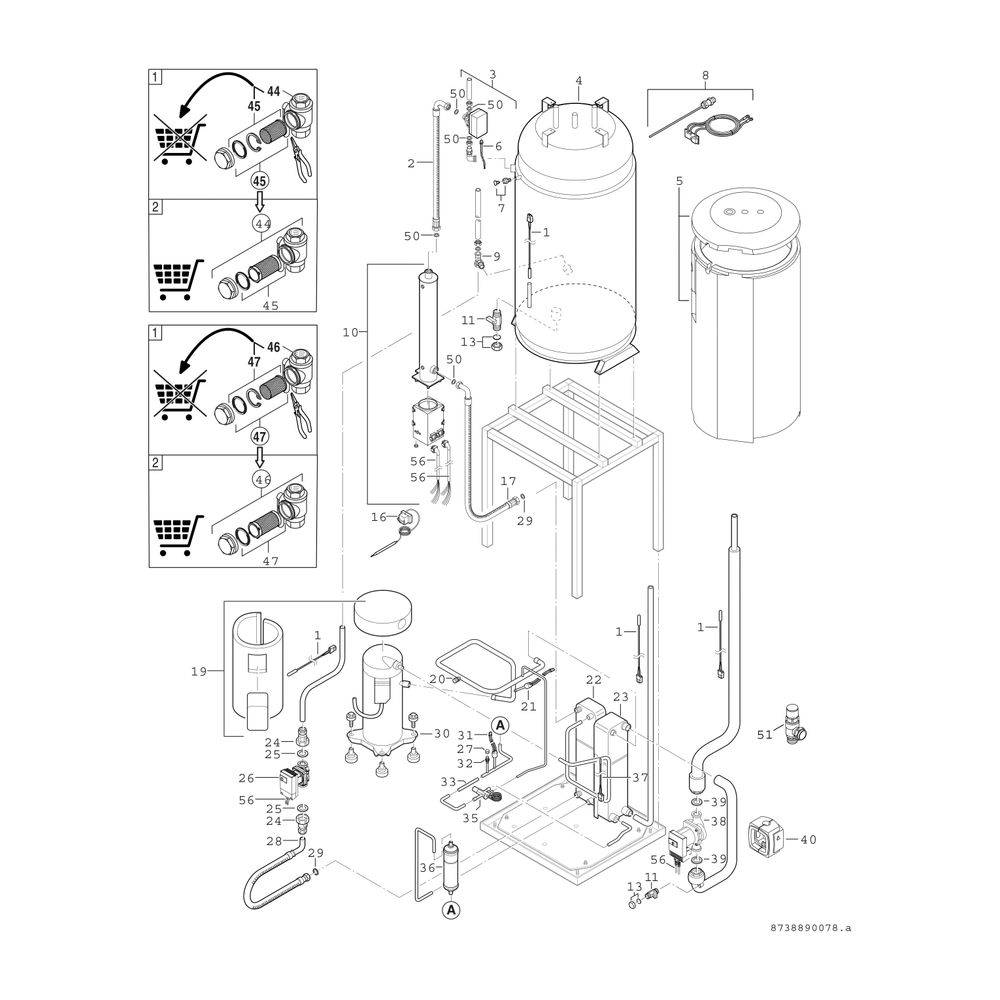 BOSCH Sole-Wasser-Wärmepumpe Supraeco STM 100-1 Modulgerät, R410A, 10,4kW, 1800x600x645-3