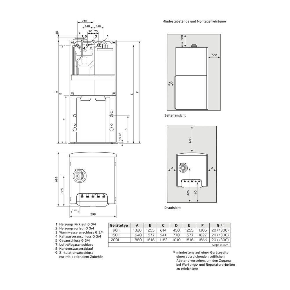 Vaillant ecoCOMPACT Paket 1.339/5 VSC 206/4-5 150 LL, VRC 700/6 Gas-Kompaktgerät, Leistung 4,3-21,6kW bei 40/30 C-3