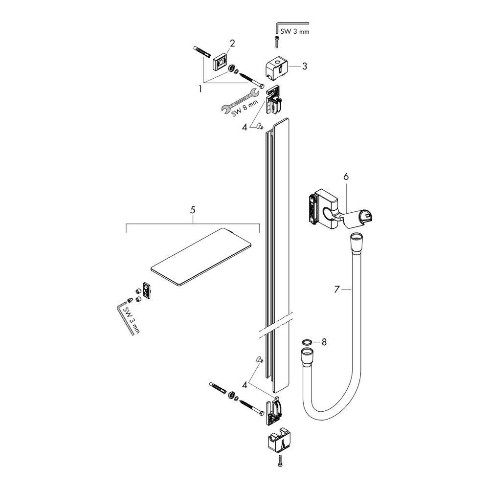 Hansgrohe Unica Brausestange E 90cm, Isiflex Brauseschlauch 160cm, Chrom-2