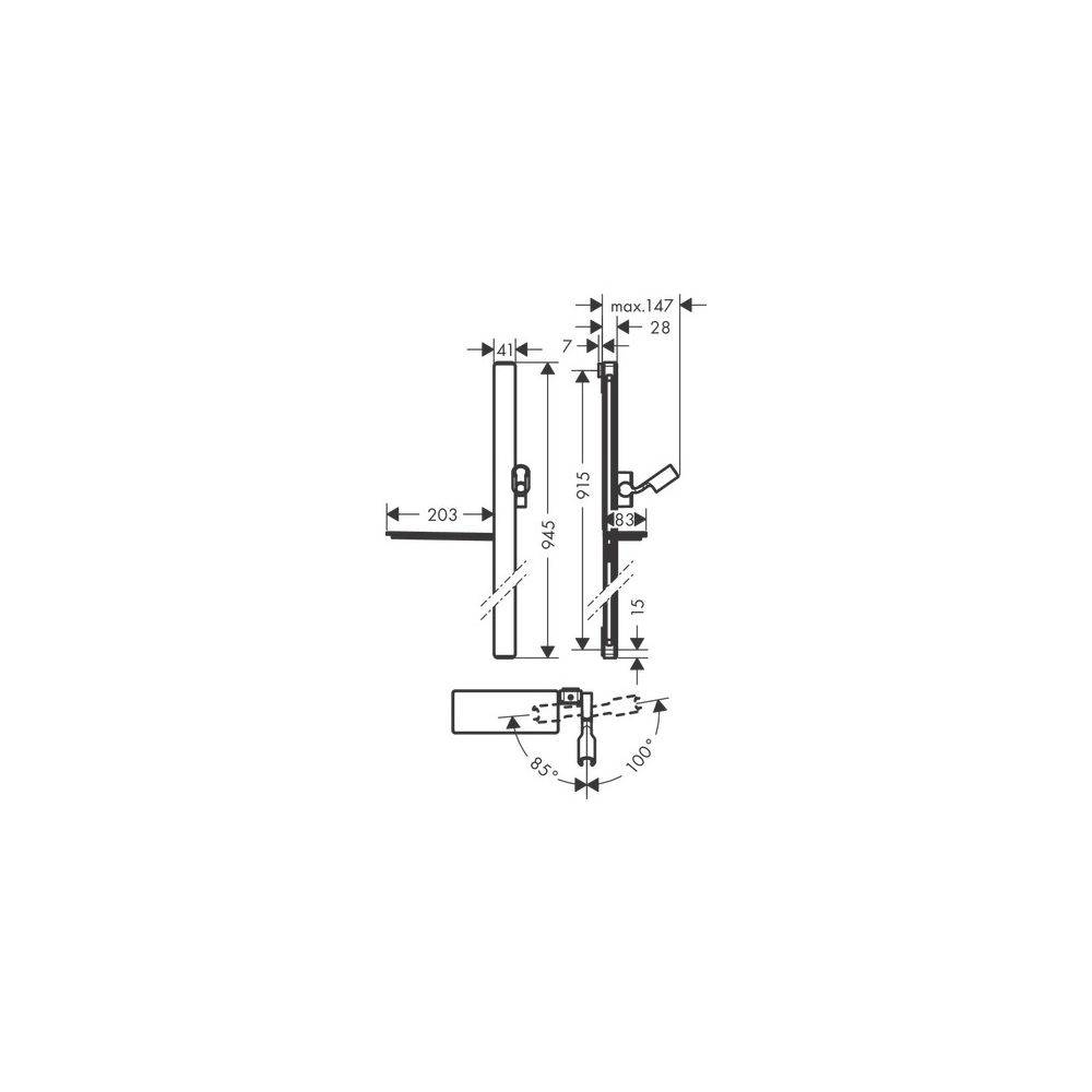 Hansgrohe Unica Brausestange E 90cm, Isiflex Brauseschlauch 160cm, Chrom-3