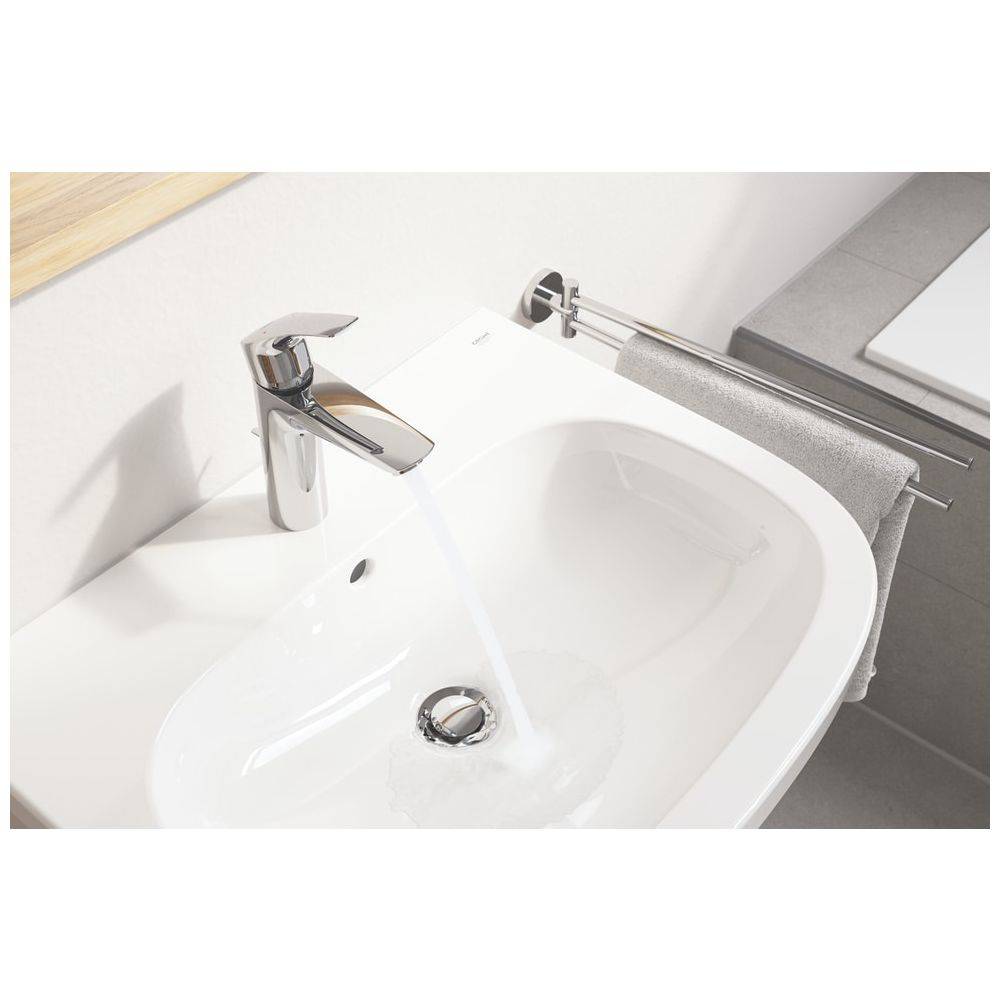 Grohe Eurosmart Einhand-Waschtischbatterie, 1-Loch-Montage, M-Size, Temperaturbegrenzer, Zugstangen-Garnitur, Chrom,-3