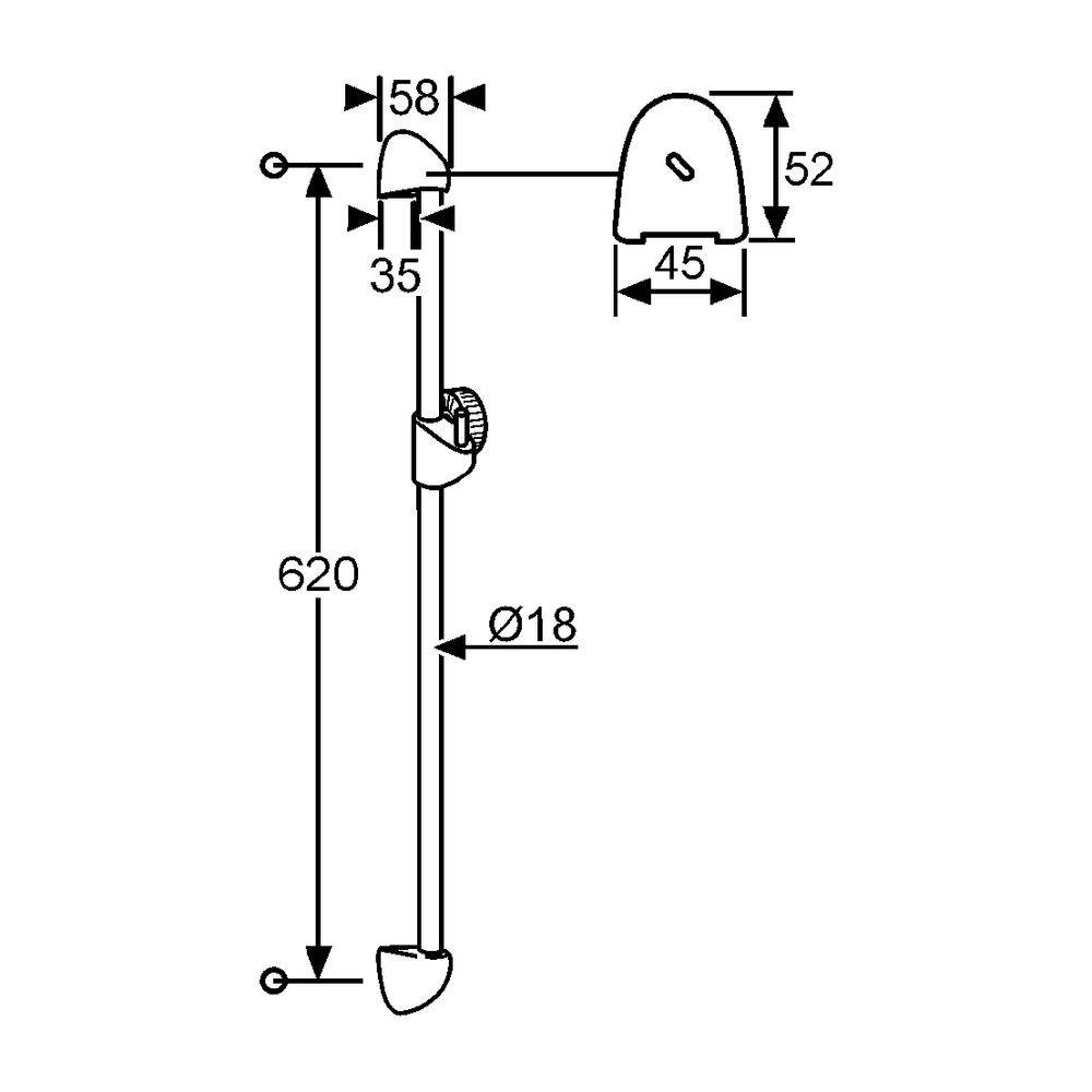 KLUDI STANDARD Wandstange 600mm chrom-2