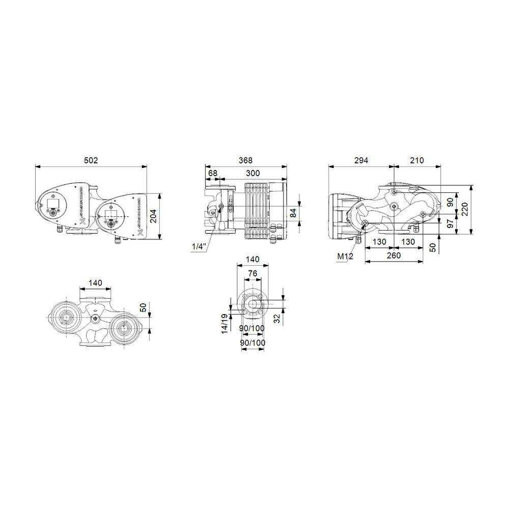 Grundfos Umwälzpumpe elektronisch geregelt MAGNA3 D 32-120F, PN 16 230V, 220mm max. Förderh. 12m Volumenst. 17,5m3/h-2