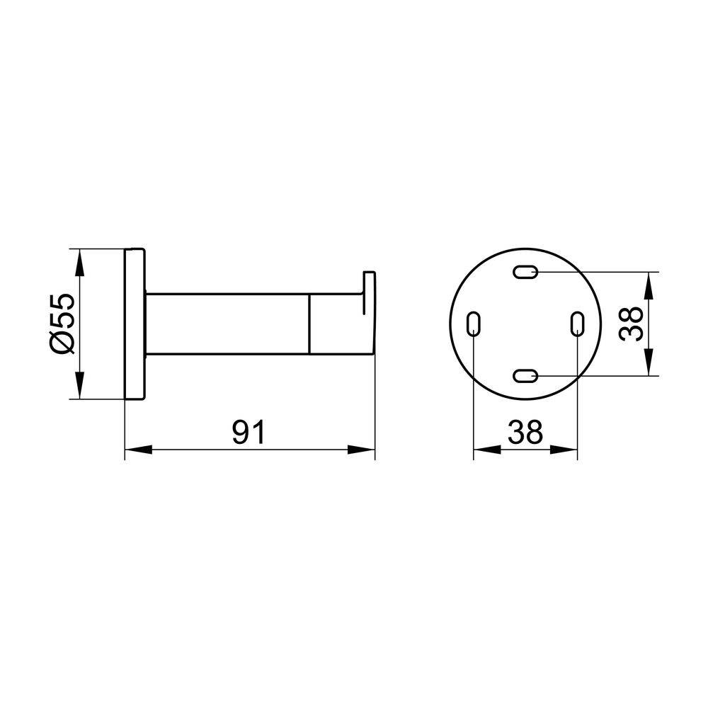 Keuco Plan Handtuchhaken mit Türpuffer 91mm, Befestigungsset, Edelstahl, 14911070000-1
