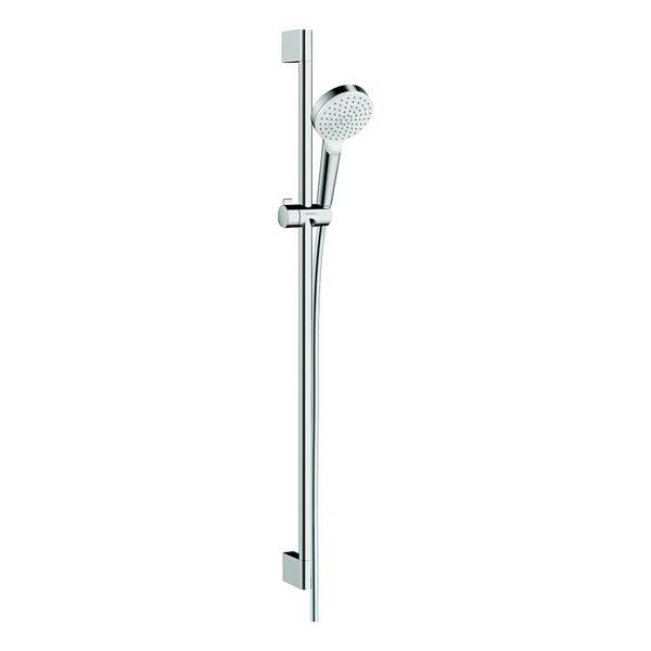 Hansgrohe Crometta Brauseset 100mm, 6,7l/min, 1jet EcoSmart, Brausestange 90cm, Weiß/Chrom