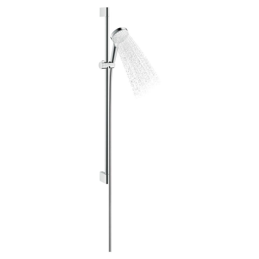 Hansgrohe Crometta Brauseset 100mm, 6,7l/min, 1jet EcoSmart, Brausestange 90cm, Weiß/Chrom-2