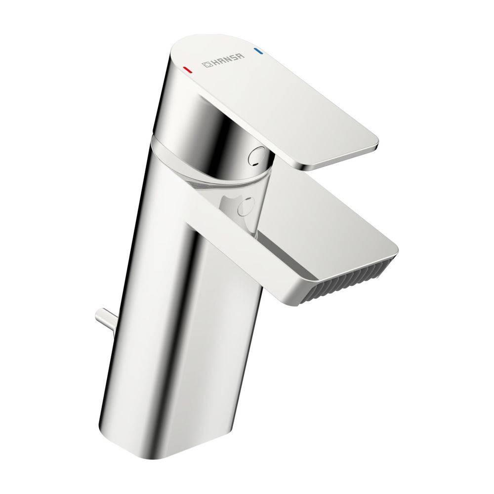 Hansa Stela Einhebel-Waschtischbatterie, Ablaufgarnitur mit Zugstange, Ausladung 144mm, Chrom, 57092273-0