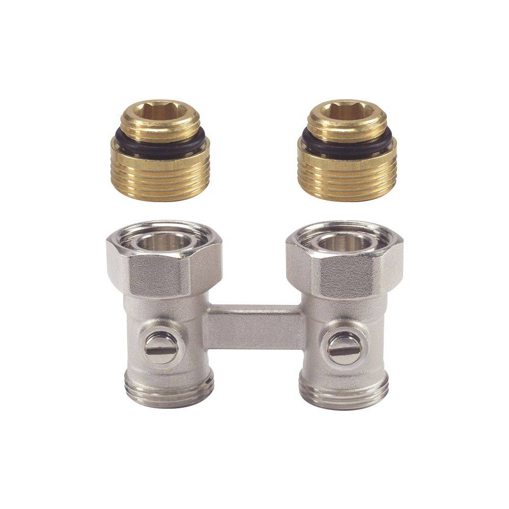 Resideo H-Verschraubung Verafix-VKE, Messing vernickelt, Durchgangsausführung, Außengewinde 1/2", 2-Rohr-0
