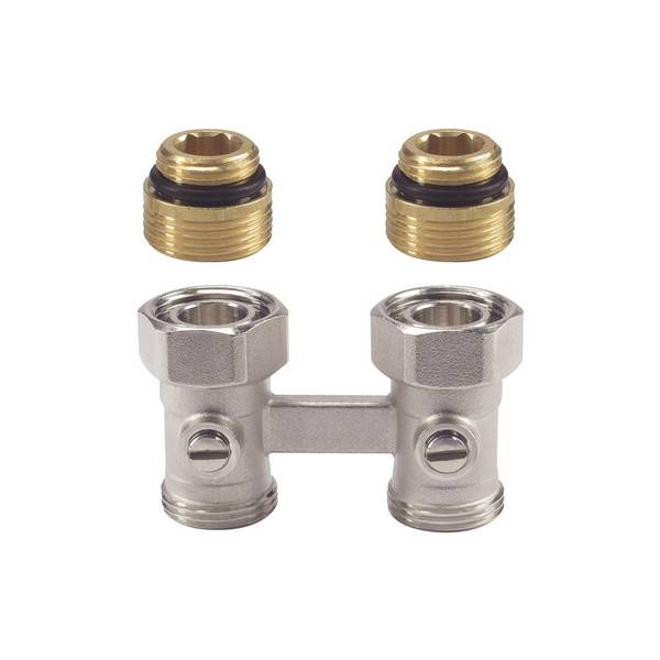 Resideo H-Verschraubung Verafix-VKE, Messing vernickelt, Durchgangsausführung, Außengewinde 1/2", 2-Rohr