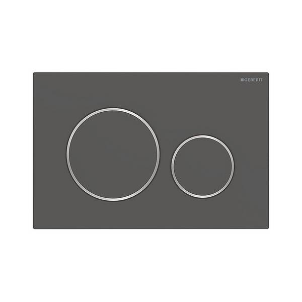 Geberit Drückerplatte Sigma20 mit 2-Mengen-Spülung, Mattschwarz lackiert/Hochglanz verchromt, Easy to Clean-beschichtet