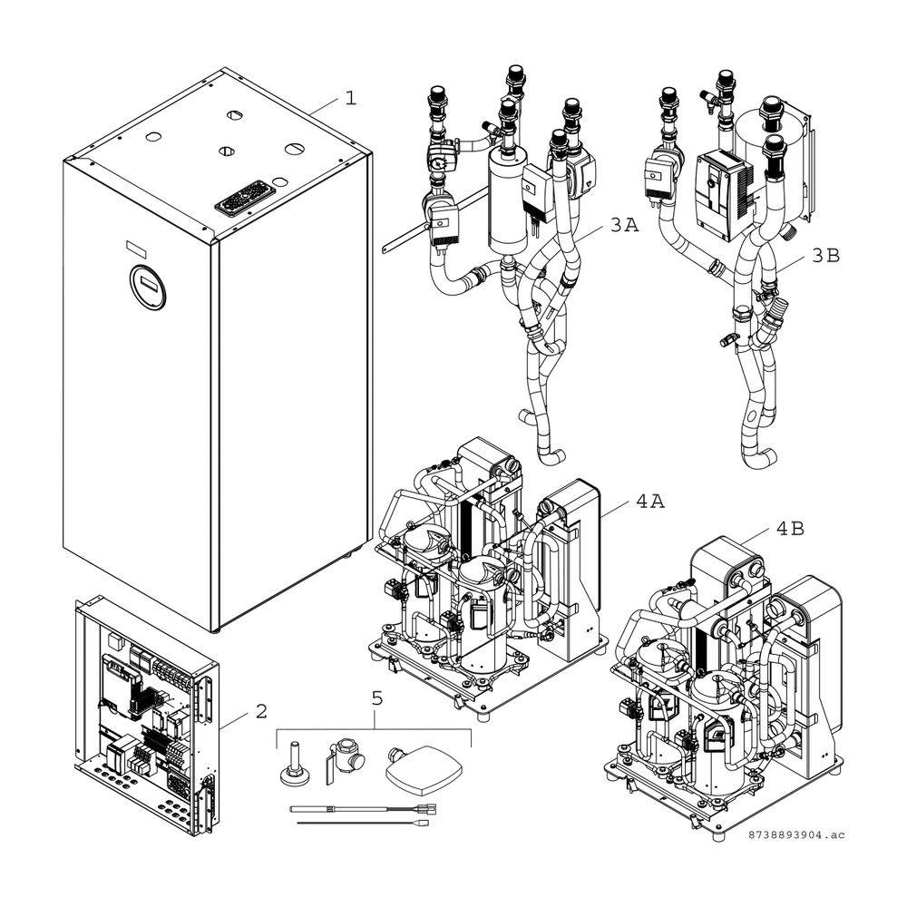 Bosch Sole-Wasser-Wärmepumpe Supraeco T 480-2 HT, R410A, 1620x700x750mm, 47kW, Modbus offen-2