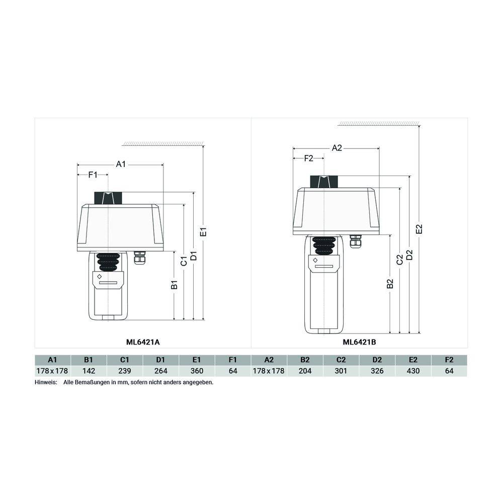 Resideo Stellantrieb ML6421A, 20mm Hub, 1800N, 230V AC, 3-Punkt, 114s, mit Handverstellung-1