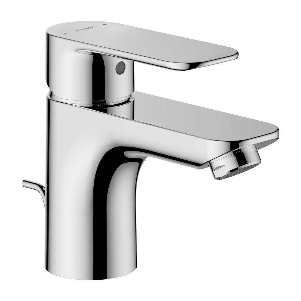 Hansa Basic Einhebelmischer Waschtischbatterie, Ablaufgarnitur mit Zugstange, Ausladung 101mm, DN 15, Chrom, 55402203-0