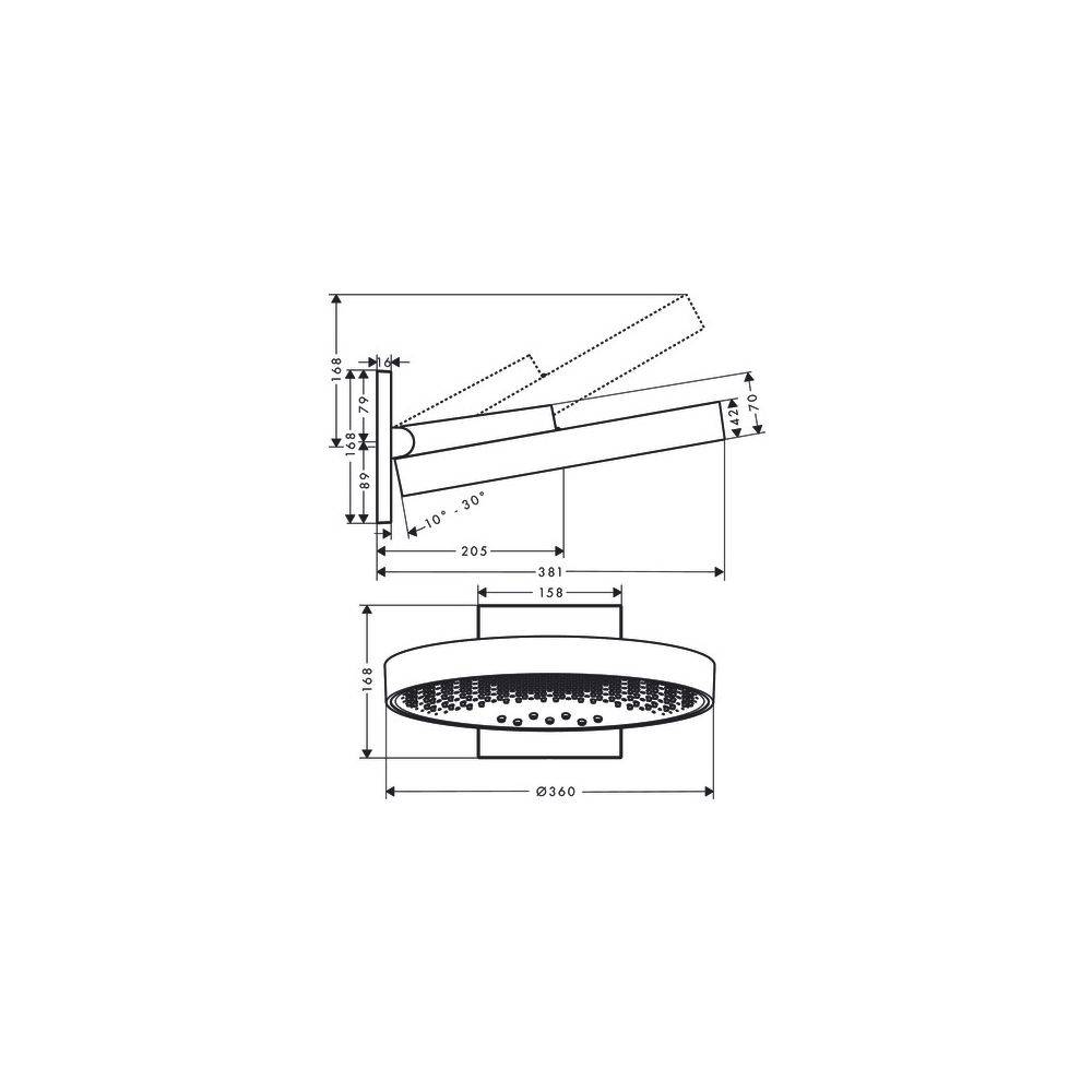 Hansgrohe Rainfinity Kopfbrause 360mm, 28,1l/min, 3jet, Wandanschluss, Brushed Bronze-2
