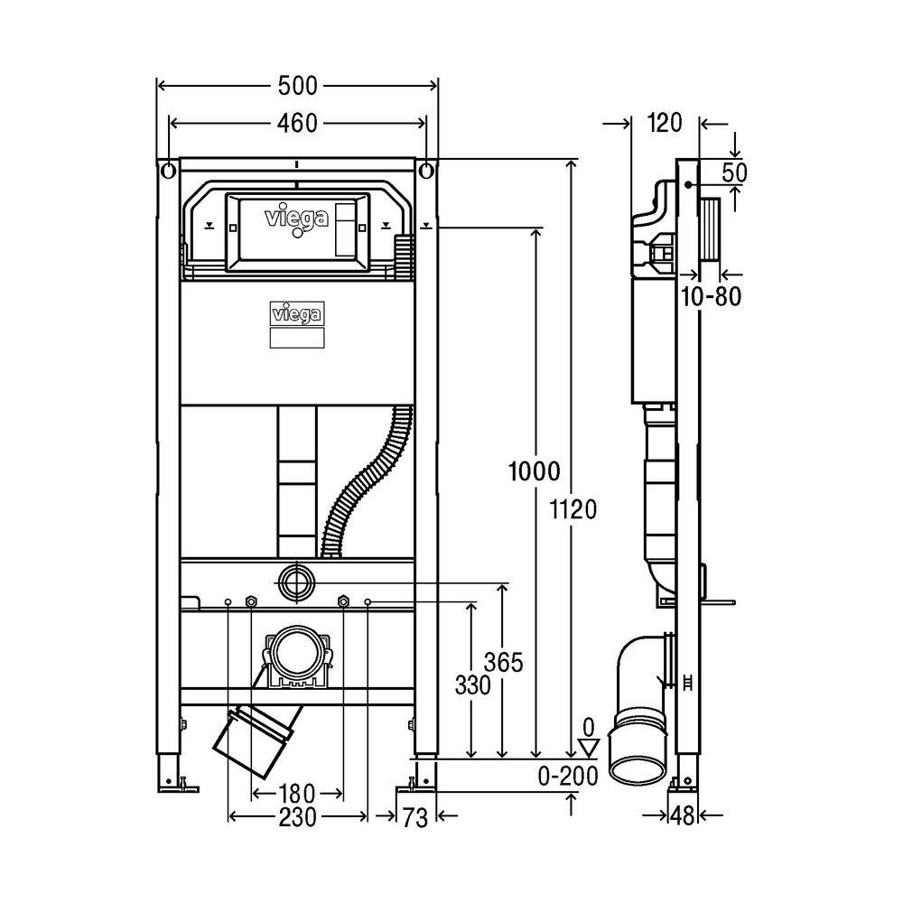 Viega Prevista Dry WC-Element 8522 mit Dusch-WC-Anschluss 1120mm-2