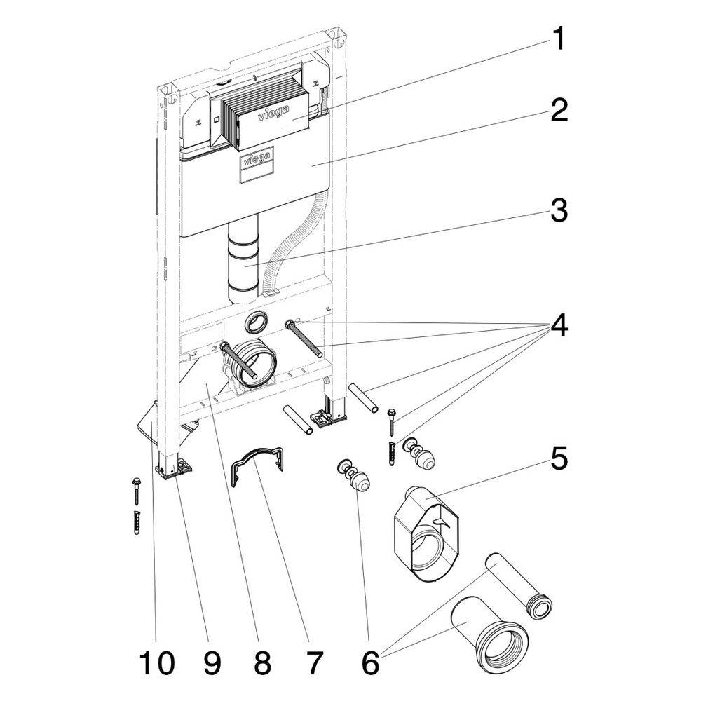 Viega Prevista Dry WC-Element 8522 mit Dusch-WC-Anschluss 1120mm-3