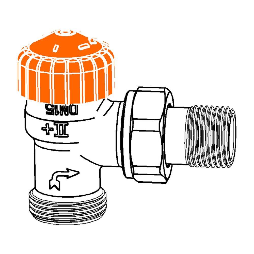 IMI Heimeier Thermostat-Ventilunterteil Eclipse, Eckform DN 15 mit Außengewinde G 3/4"-2