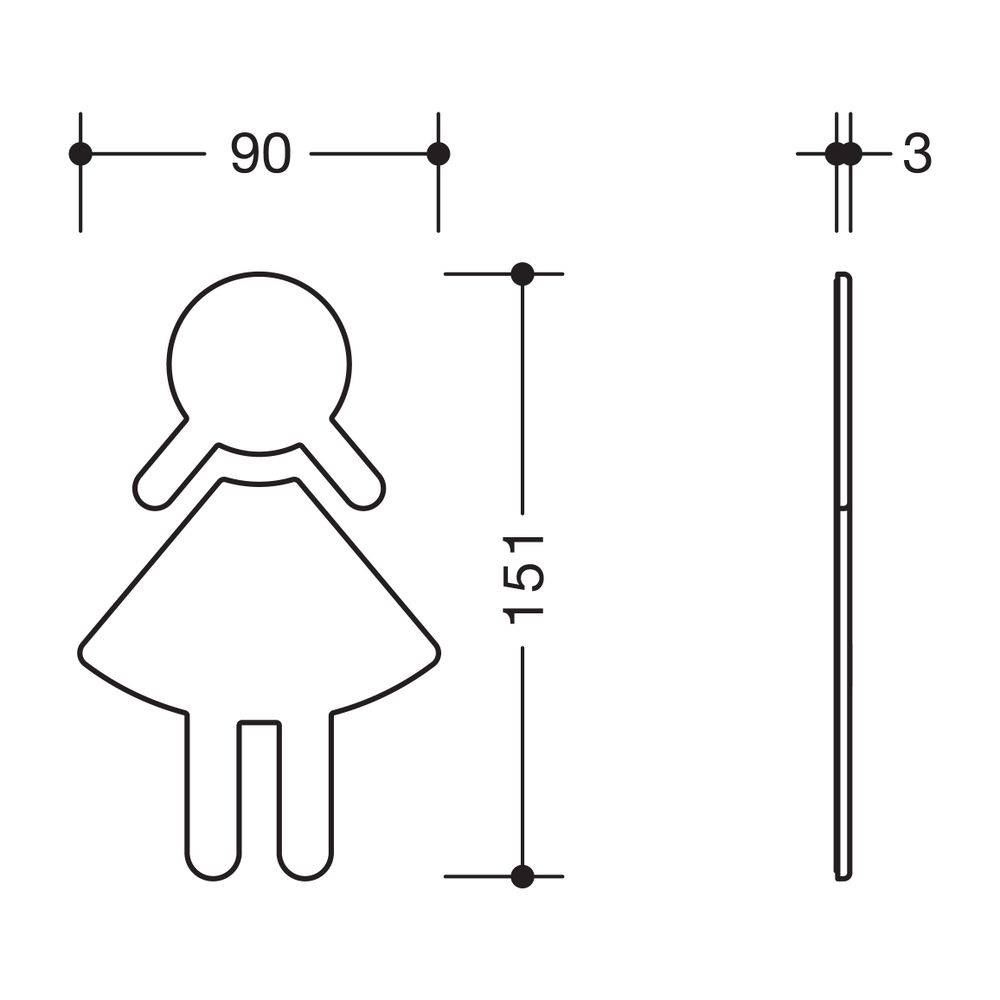 HEWI Symbol Frau Serie 801 selbstklebend reinweiß-1