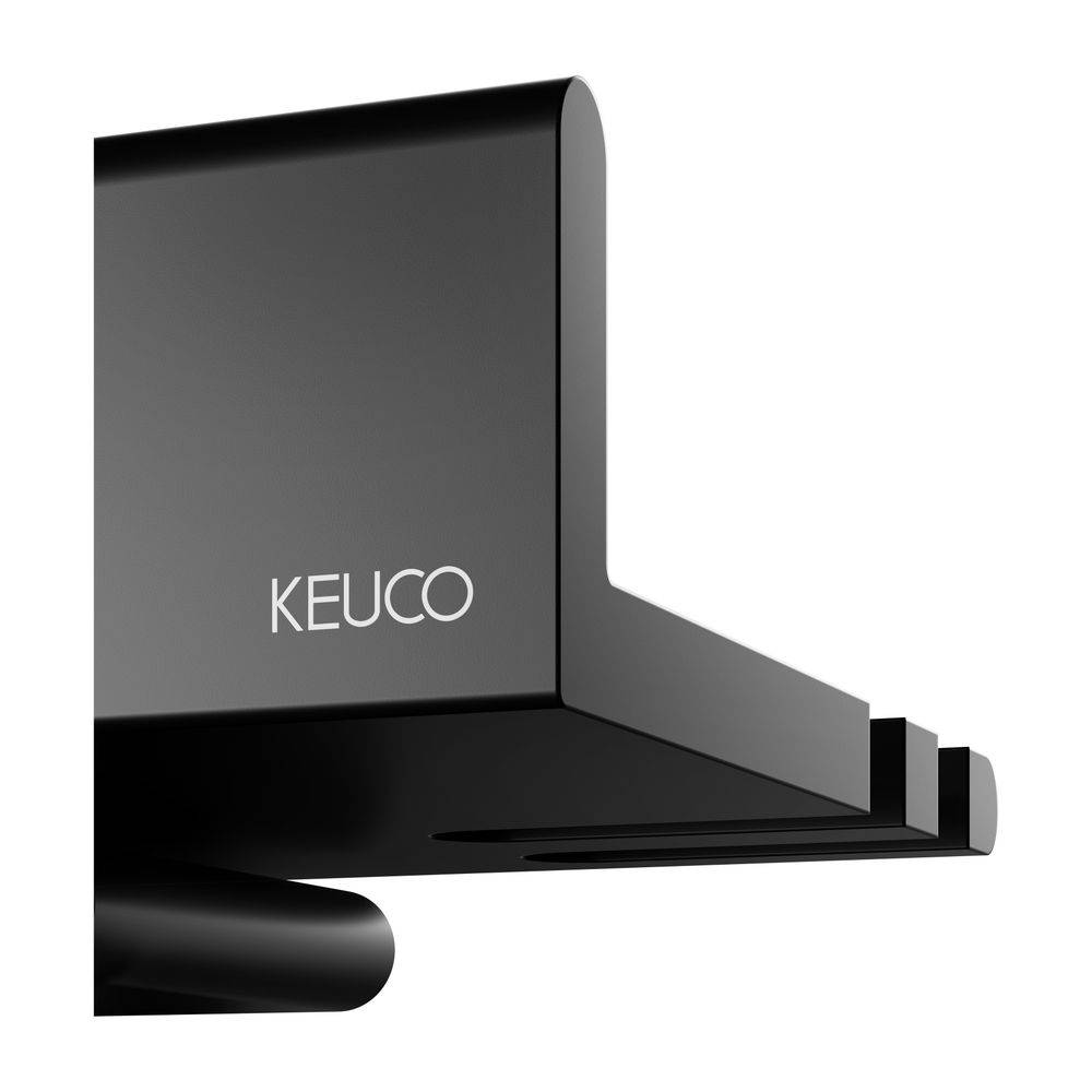 Keuco Reva Duschablage mit integriertem Glasabzieher, Schwarz matt, 12859370000-3