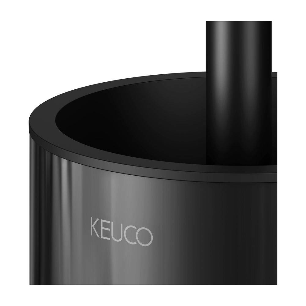 Keuco Reva Toilettenbürstengarnitur, Echtkristall-Glasgehäuse lackiert, mit Befestigungsset, Schwarz matt, 12864379000-3