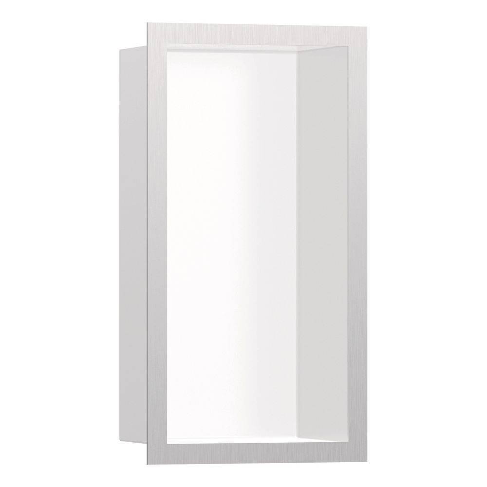 Hansgrohe XtraStoris Individual Wandnische Mattweiß mit Designrahmen 300x150x100mm, Edelstahl gebürstet-0