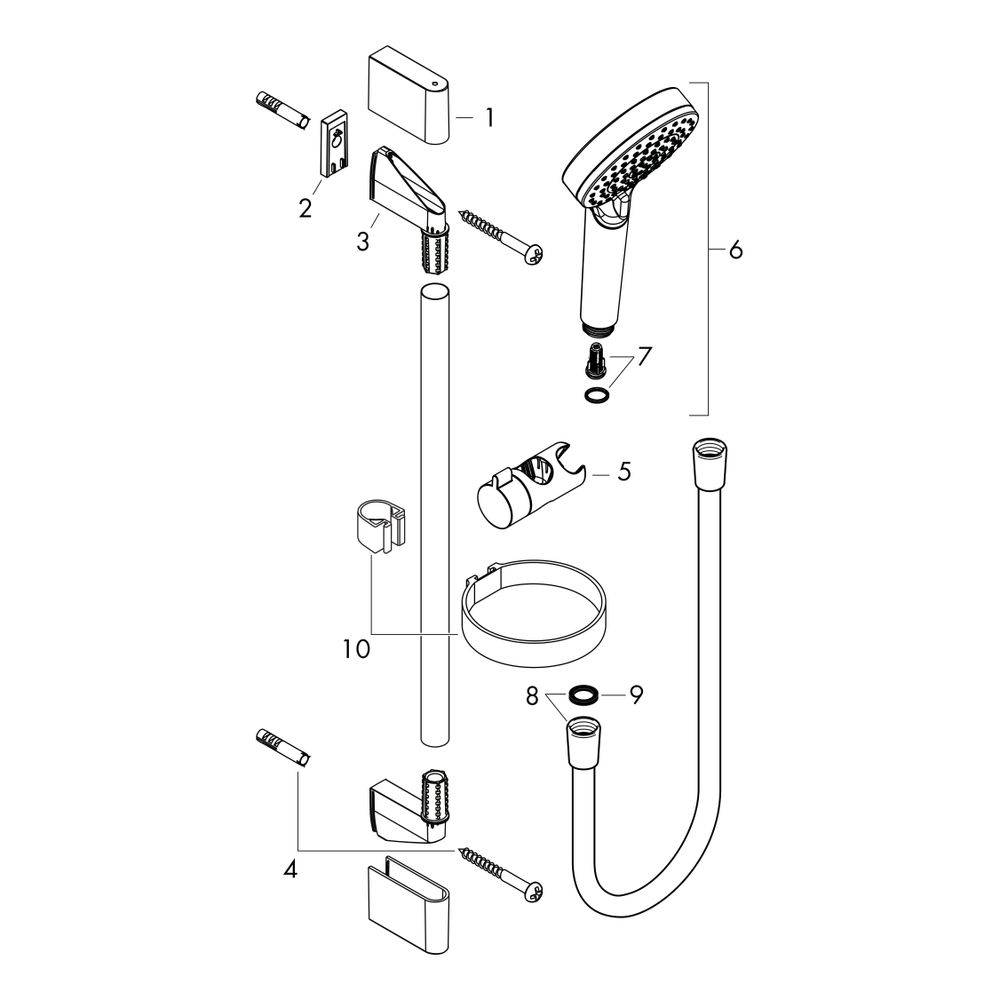 hansgrohe Crometta Brauseset 100mm Vario mit Brausestange 650mm 13,8l/min Seifenschale, Weiß/Chrom-2
