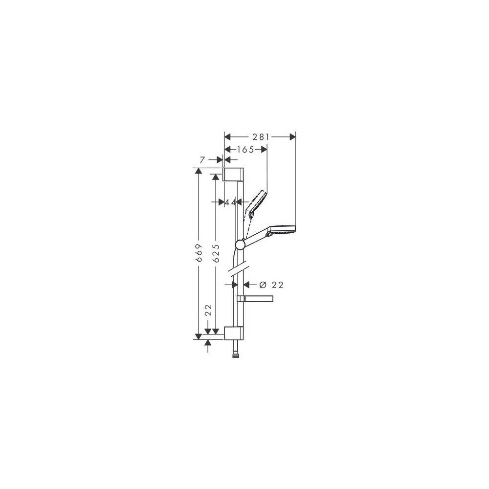 hansgrohe Crometta Brauseset 100mm Vario mit Brausestange 650mm 13,8l/min Seifenschale, Weiß/Chrom-3