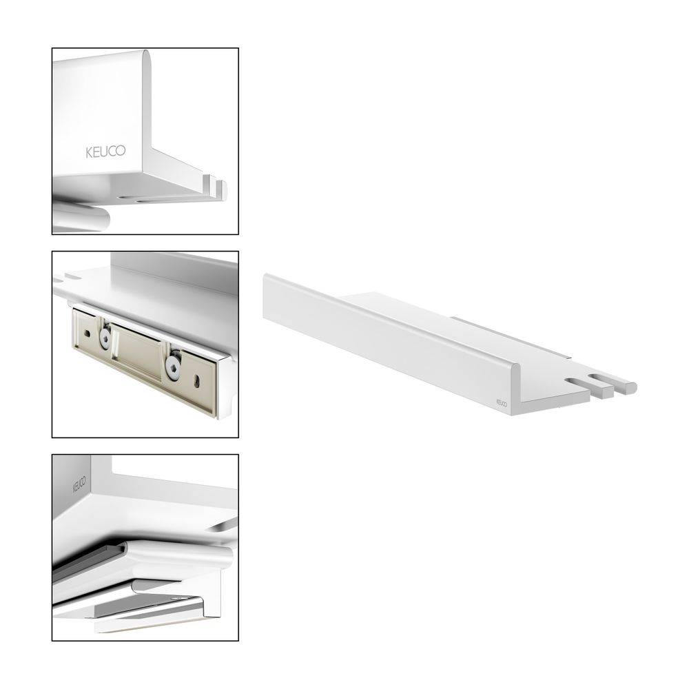 Keuco Reva Duschablage mit integriertem Glasabzieher, Weiß matt, 12859510000-2