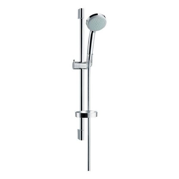 Hansgrohe Croma 100 Brauseset Vario EcoSmart mit Brausestange 650mm 9l/min Seifenschale, Chrom