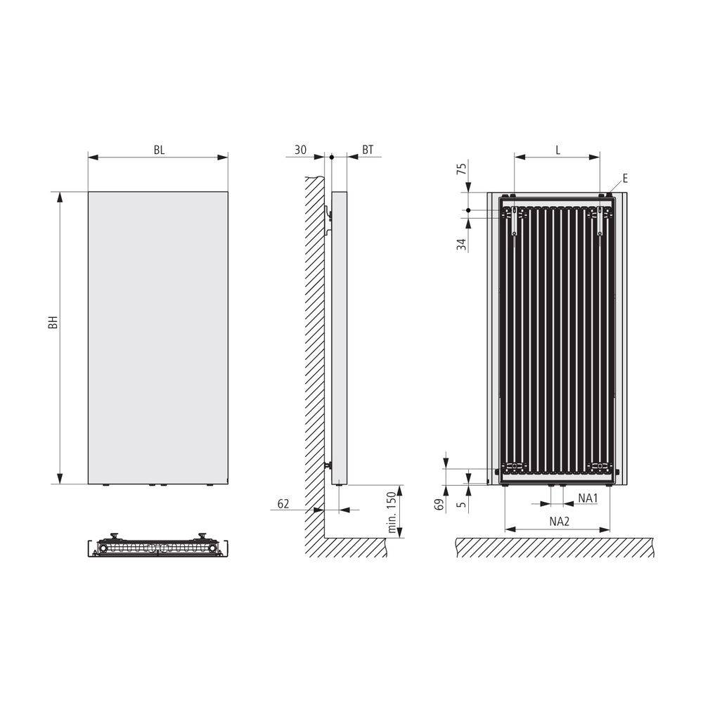 Kermi Rubeo x2 Designheizkörper vertikal 1525x66x670mm, 1530W bei 75/65/20 Grad C, Weiß Soft-3