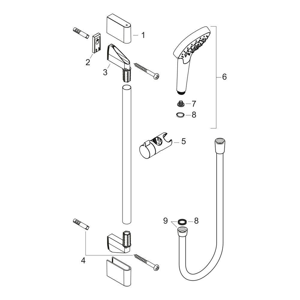 hansgrohe Croma Select S Brauseset 110mm Vario EcoSmart mit Brausestange 900mm 9l/min Weiß/Chrom-1