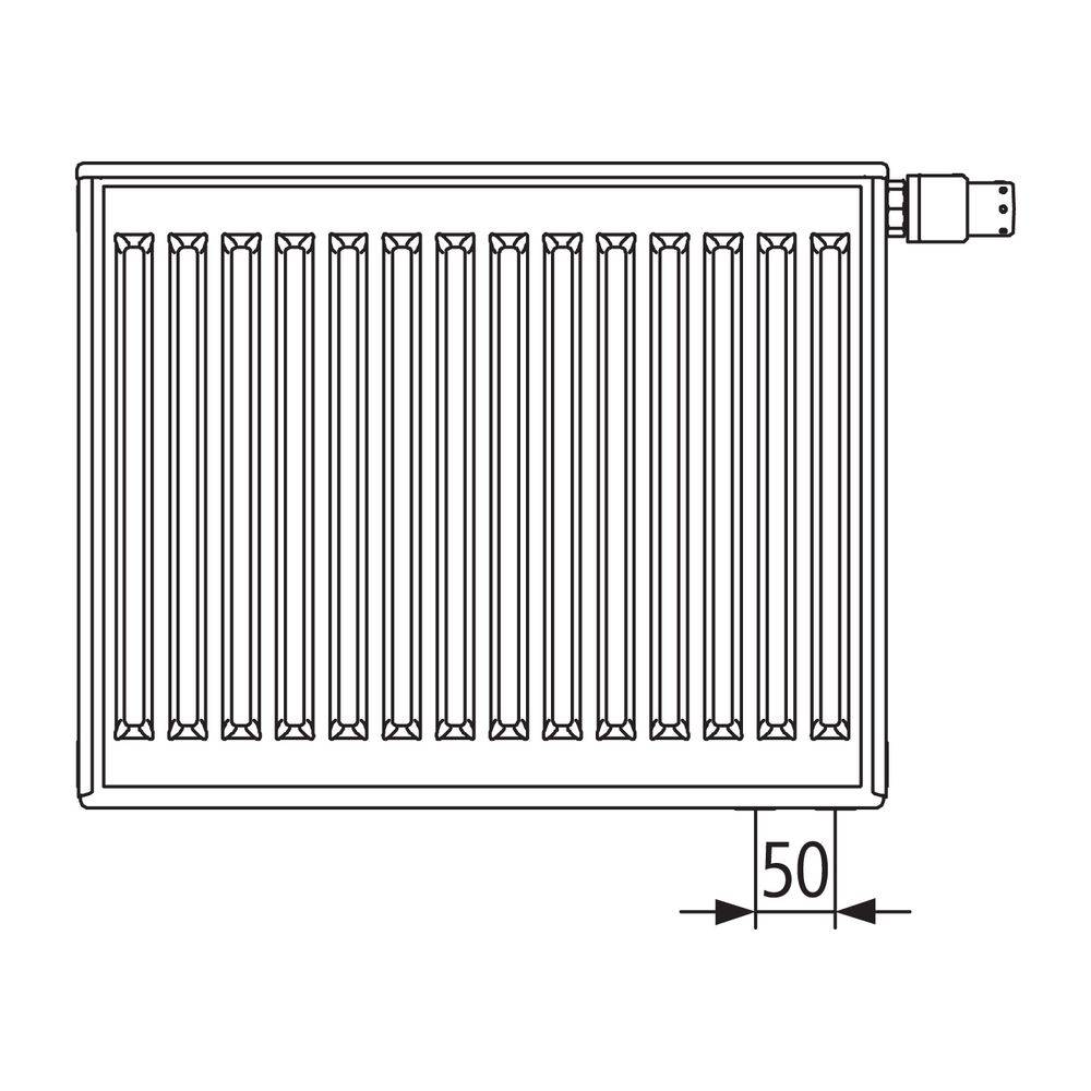 Kermi Profil-V therm-x2 Flachheizkörper Typ 12 700x64x400mm, 557W bei 75/65/20 Grad C, Ventil links, mit Abdeckung, WK,-1