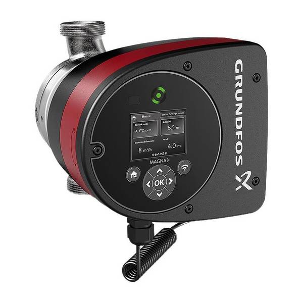 Grundfos Umwälzpumpe elektronisch geregelt MAGNA3 25-120N, PN 6/10 230V, 180mm max. Förderh. 12m Volumenst. 9,7m3/h