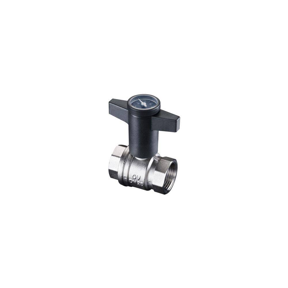 Oventrop Kugelhahn Optiba mit Thermometer Knebelgriff, beidseitig Innengewinde 1 1/2", 1078012-1