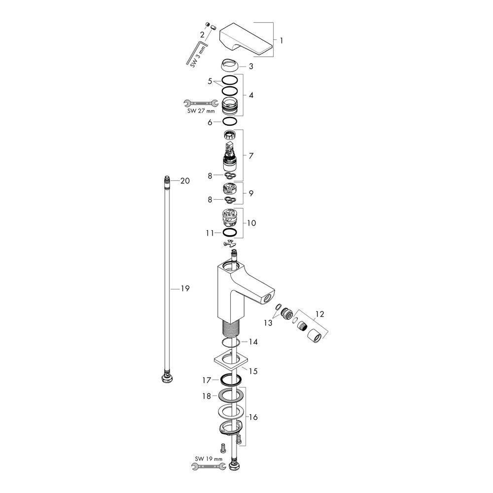 Hansgrohe Metropol Einhebel-Bidetmischer, 7,5l/min, Hebelgriff, Push-Open Ablaufgarnitur, Chrom-2