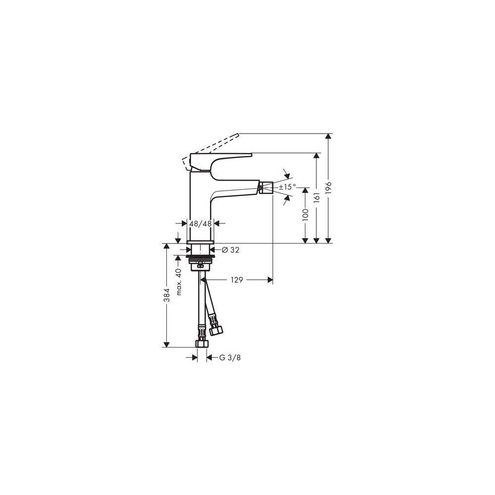 Hansgrohe Metropol Einhebel-Bidetmischer, 7,5l/min, Hebelgriff, Push-Open Ablaufgarnitur, Chrom-3