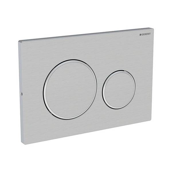 Geberit Drückerplatte Sigma20 mit 2-Mengen-Spülung, verschromt, Edelstahl gebürstet/poliert, Easy to Clean-beschichtet