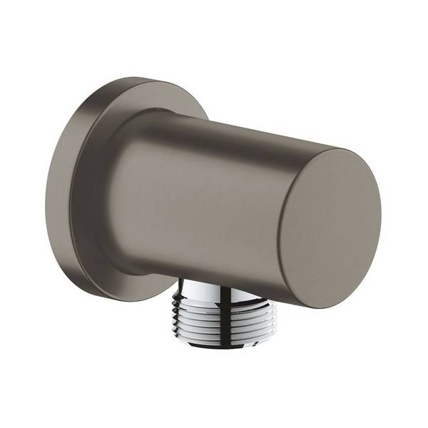 Grohe Rainshower Wandanschlussbogen, Außengewinde, eigensicher, mit runder Rosette, Hard Graphite gebürstet, 27057AL0