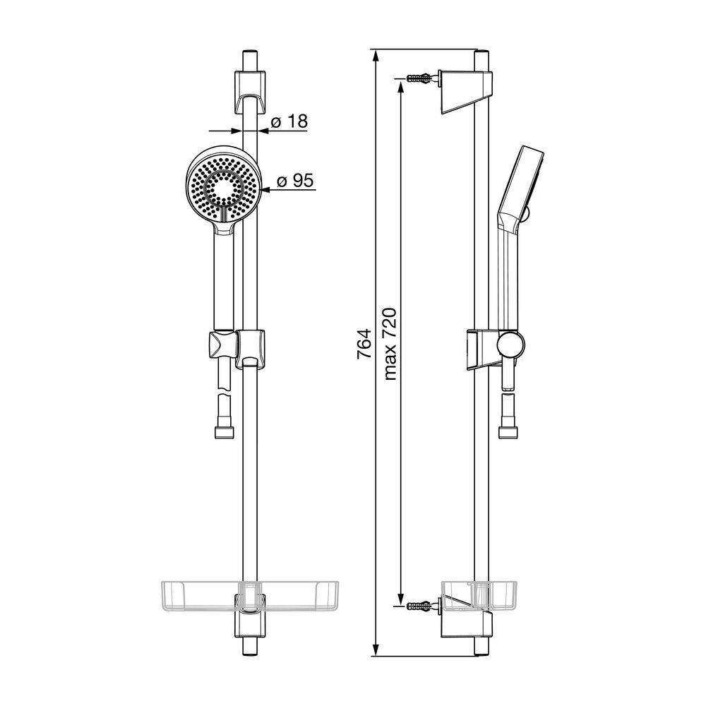 Hansa BasicJet Wandstangengarnitur 4478 3-strahlig DN15 Chrom-2