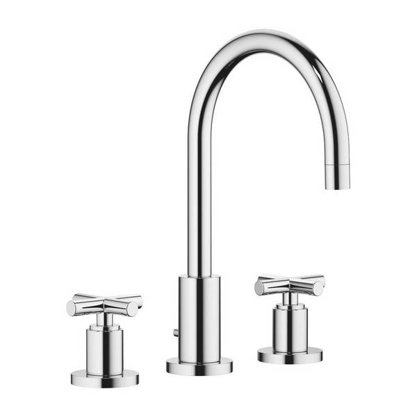 Dornbracht Waschtisch-Dreilochbatterie Tara mit Ablaufgarnitur, schwenkbar, 165mm, 7l/min, Chrom, 20713892-00