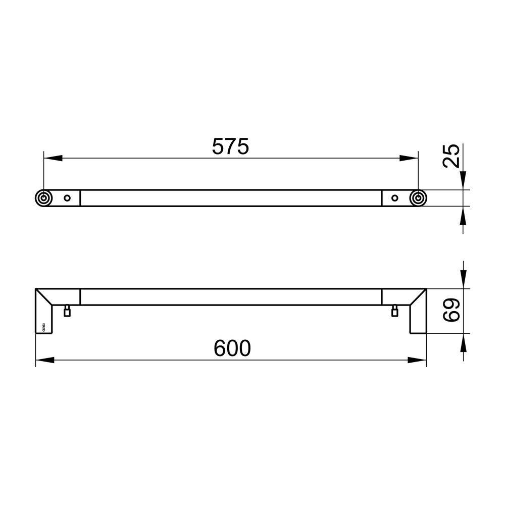 Keuco Reva Badetuchhalter mit integriertem Haken, 600mm, Verchromt, 12801010600-1