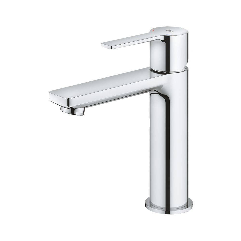 Grohe Lineare Einhand-Waschtischbatterie, S-Size, 1-Loch-Montage, glatter Körper, Push-Open-Garnitur 1 1/4", Chrom,-0