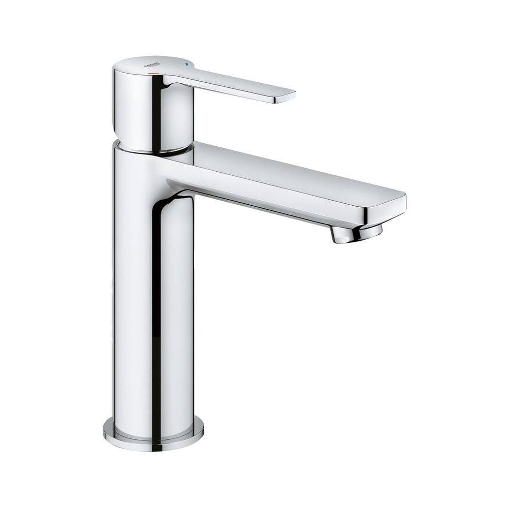 Grohe Lineare Einhand-Waschtischbatterie, S-Size, 1-Loch-Montage, glatter Körper, Push-Open-Garnitur 1 1/4", Chrom,-3