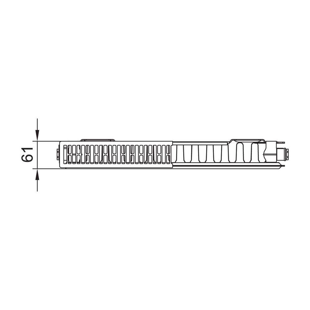 Kermi Profil-K Flachheizkörper Typ 11 400x61x1000mm, 697W bei 75/65/20 Grad C, mit Abdeckung, Winkelkonsole, Weiß-1